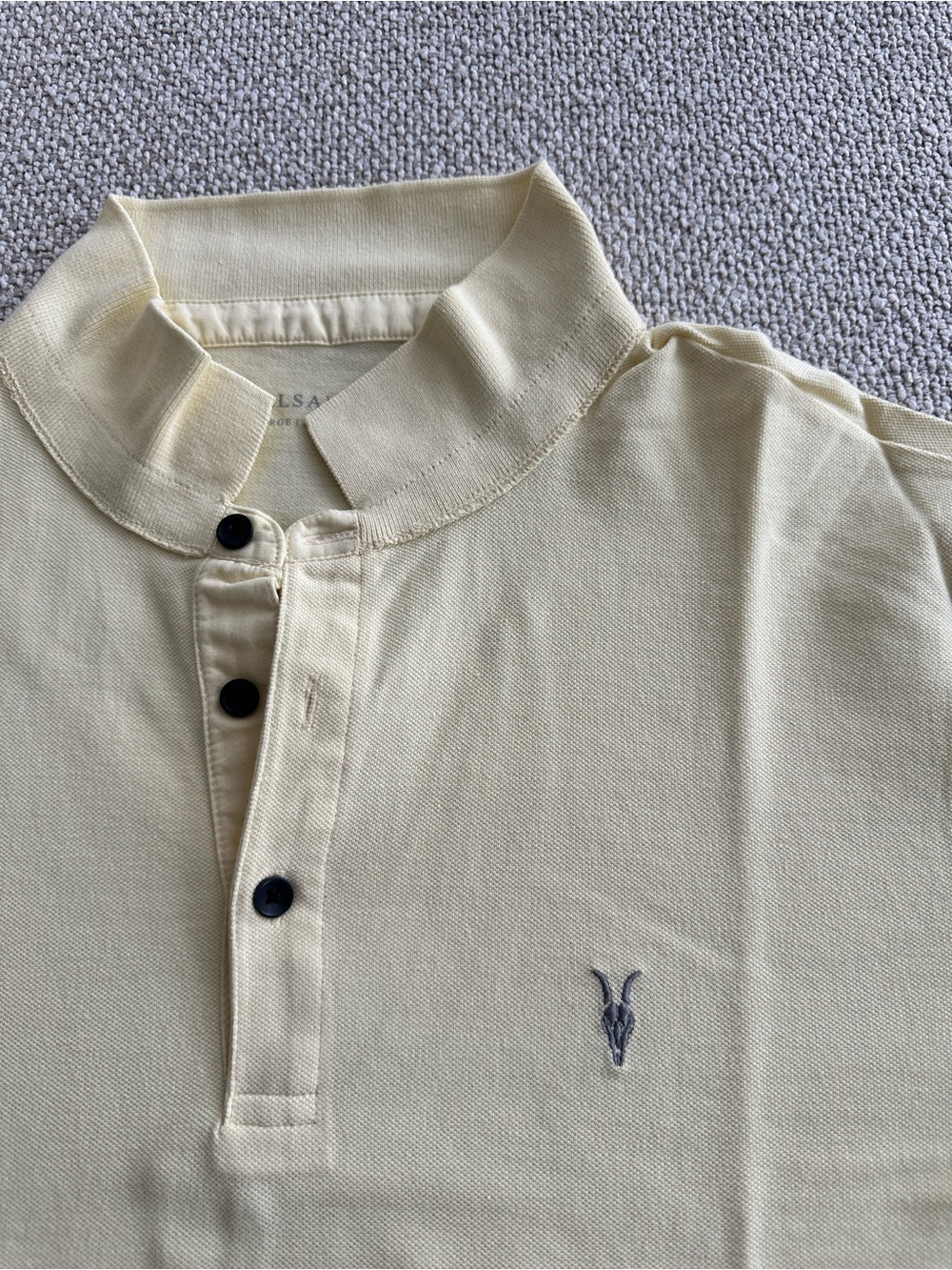 AllSaints Men’s Yellow Polo with Embroidered Ram